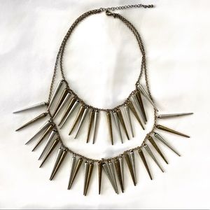 Urban Outfitters Brass Silver Spike Punk Necklace